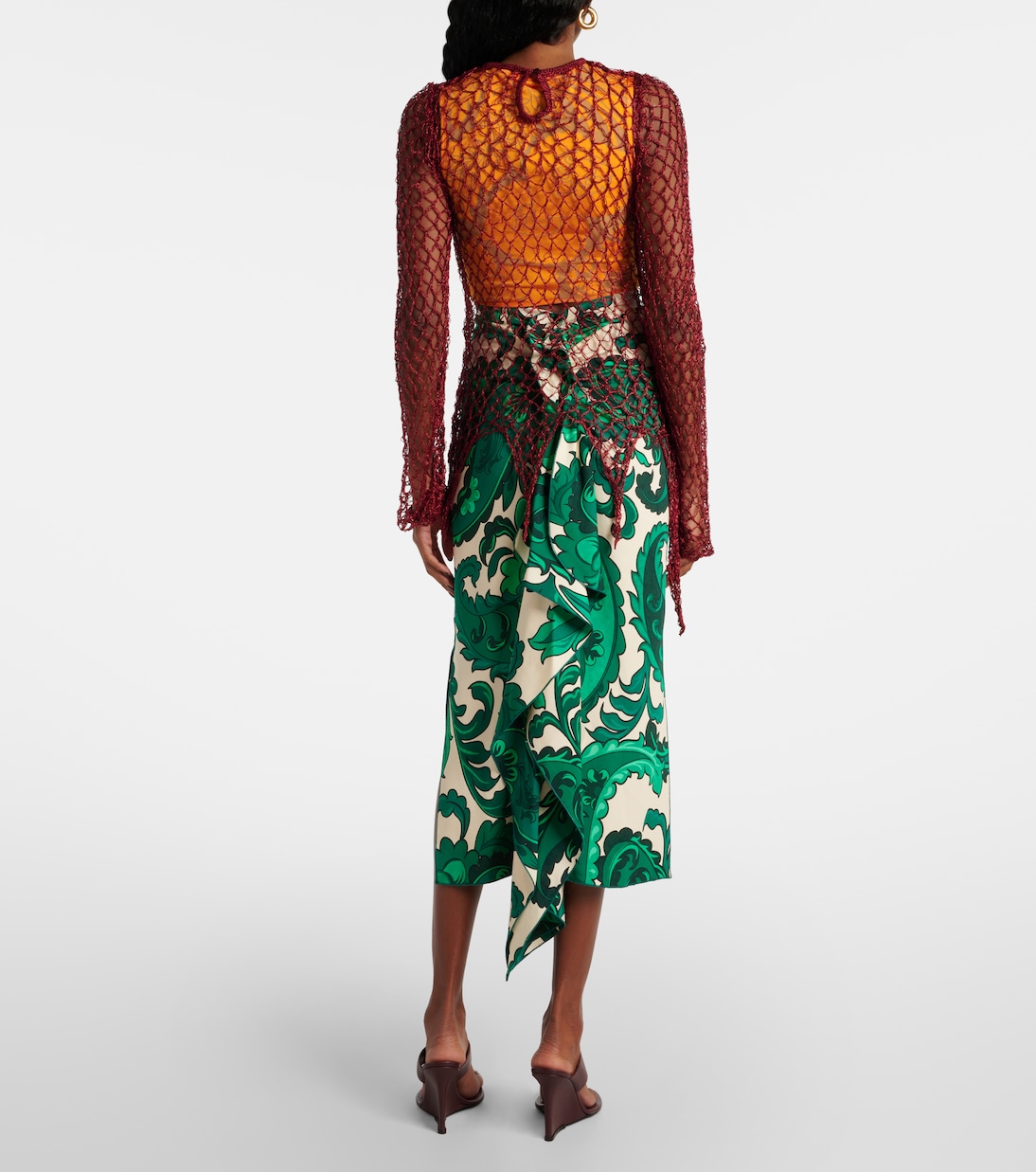 Open-knit sweater and printed crop top set | Etro