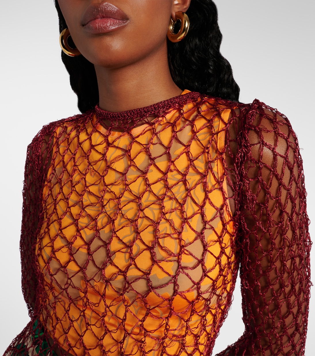 Open-knit sweater and printed crop top set | Etro