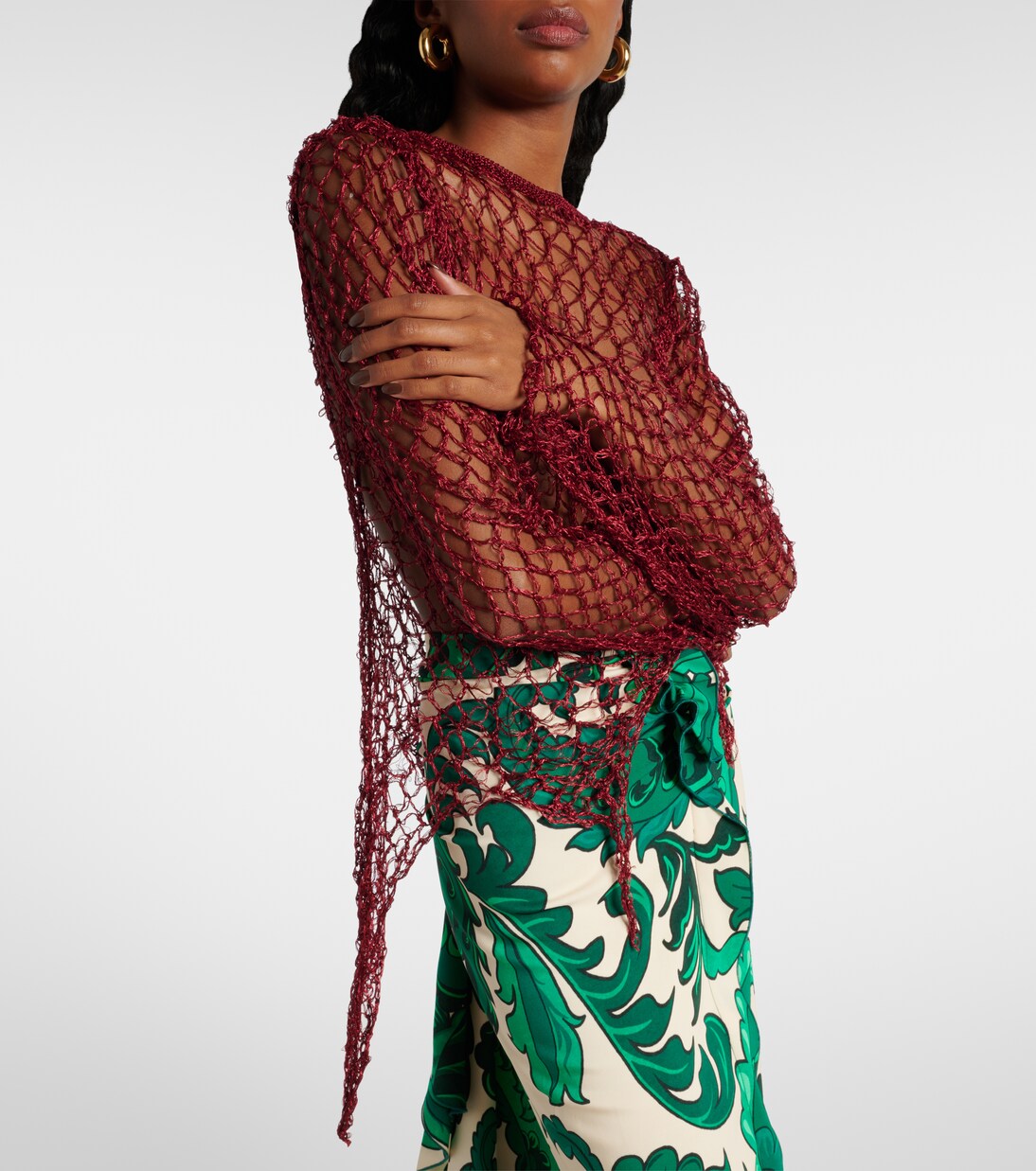 Open-knit sweater and printed crop top set | Etro