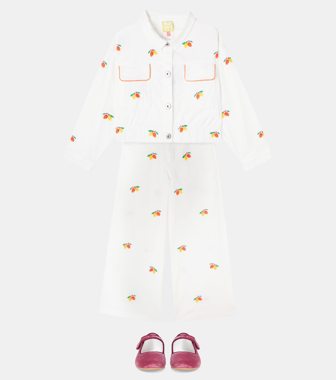 Pantalon brodé en sergé | Fábula