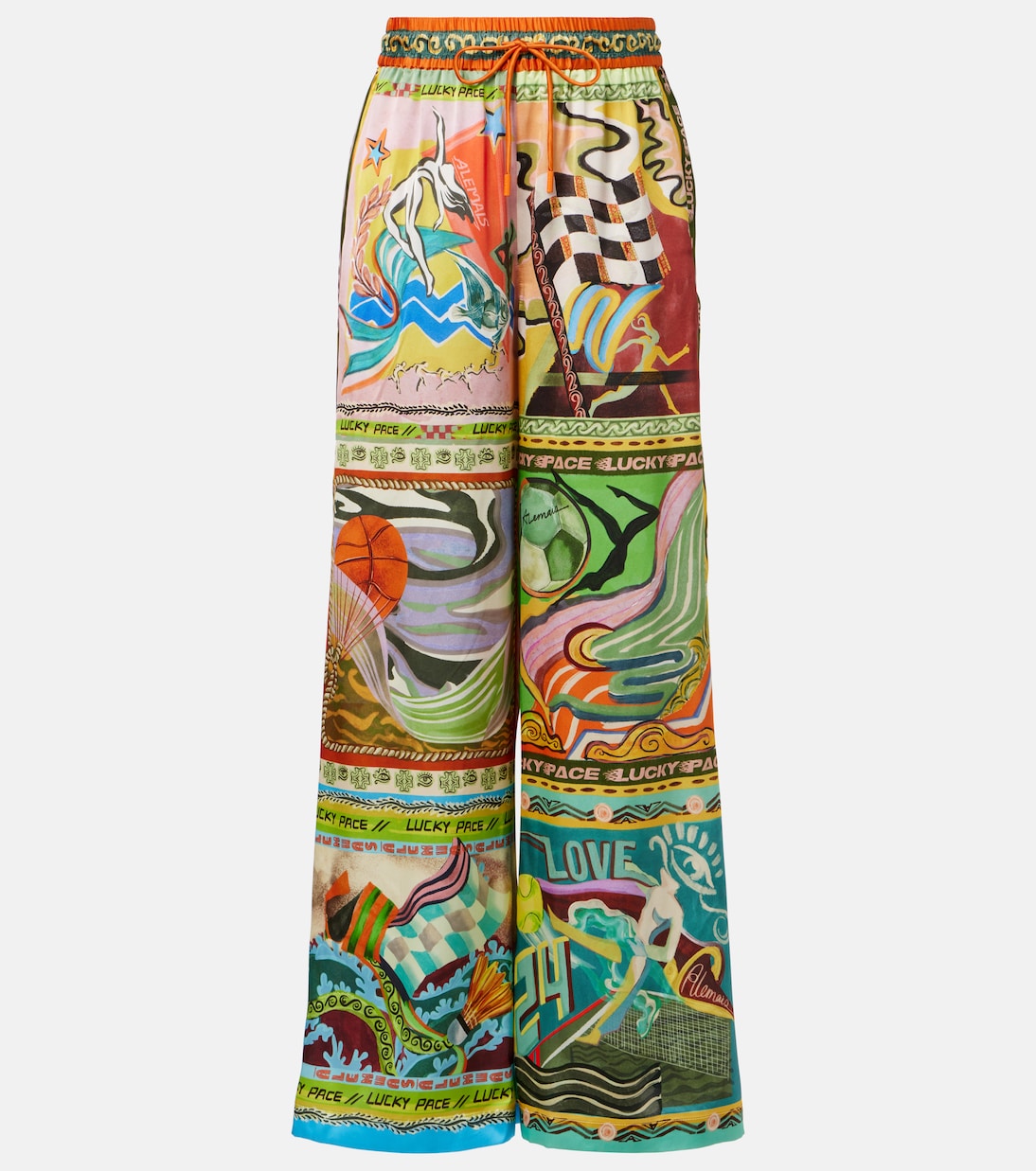 Pantalon ample Lucky Pace imprimé en soie | Alémais