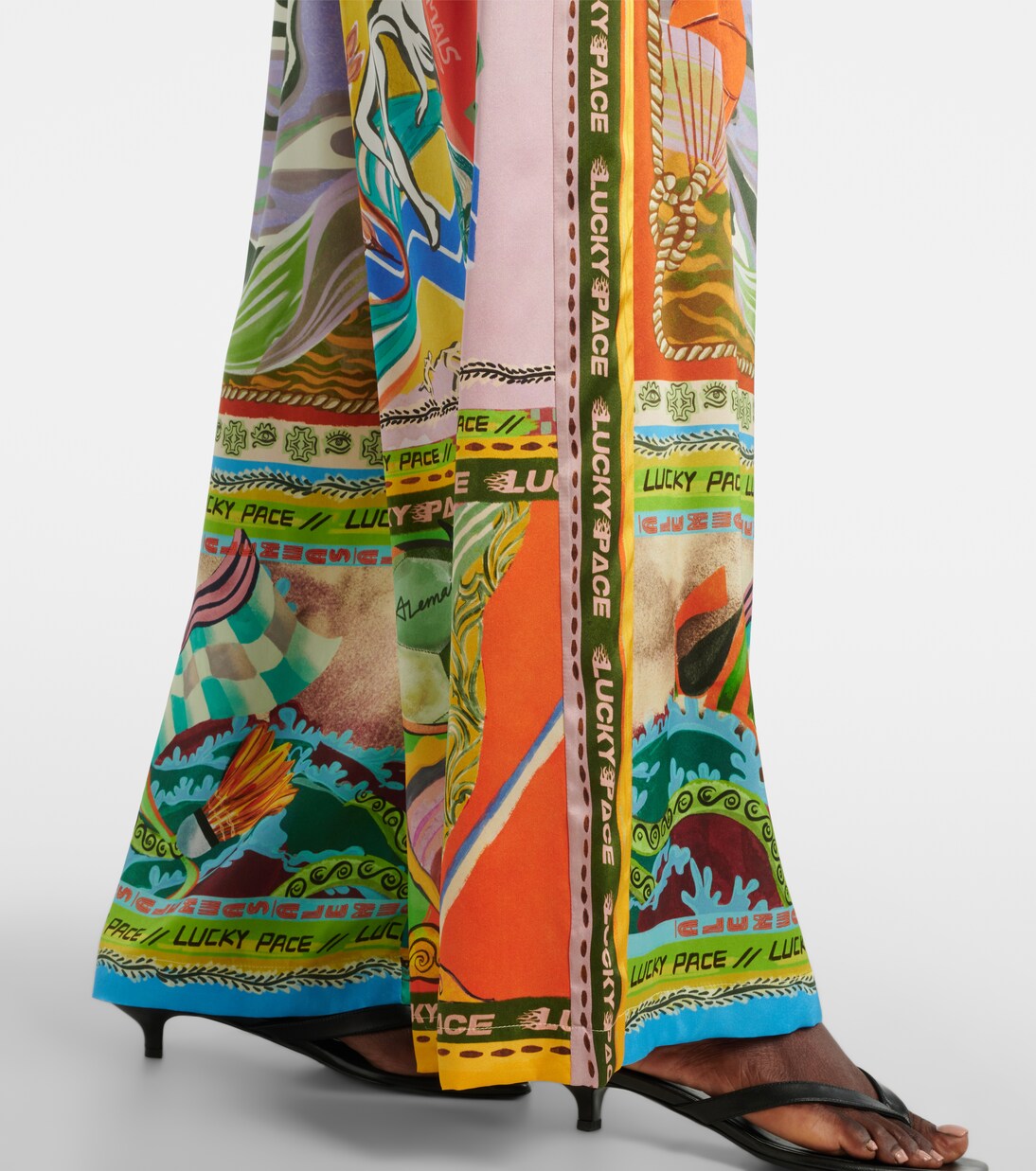 Pantalon ample Lucky Pace imprimé en soie | Alémais