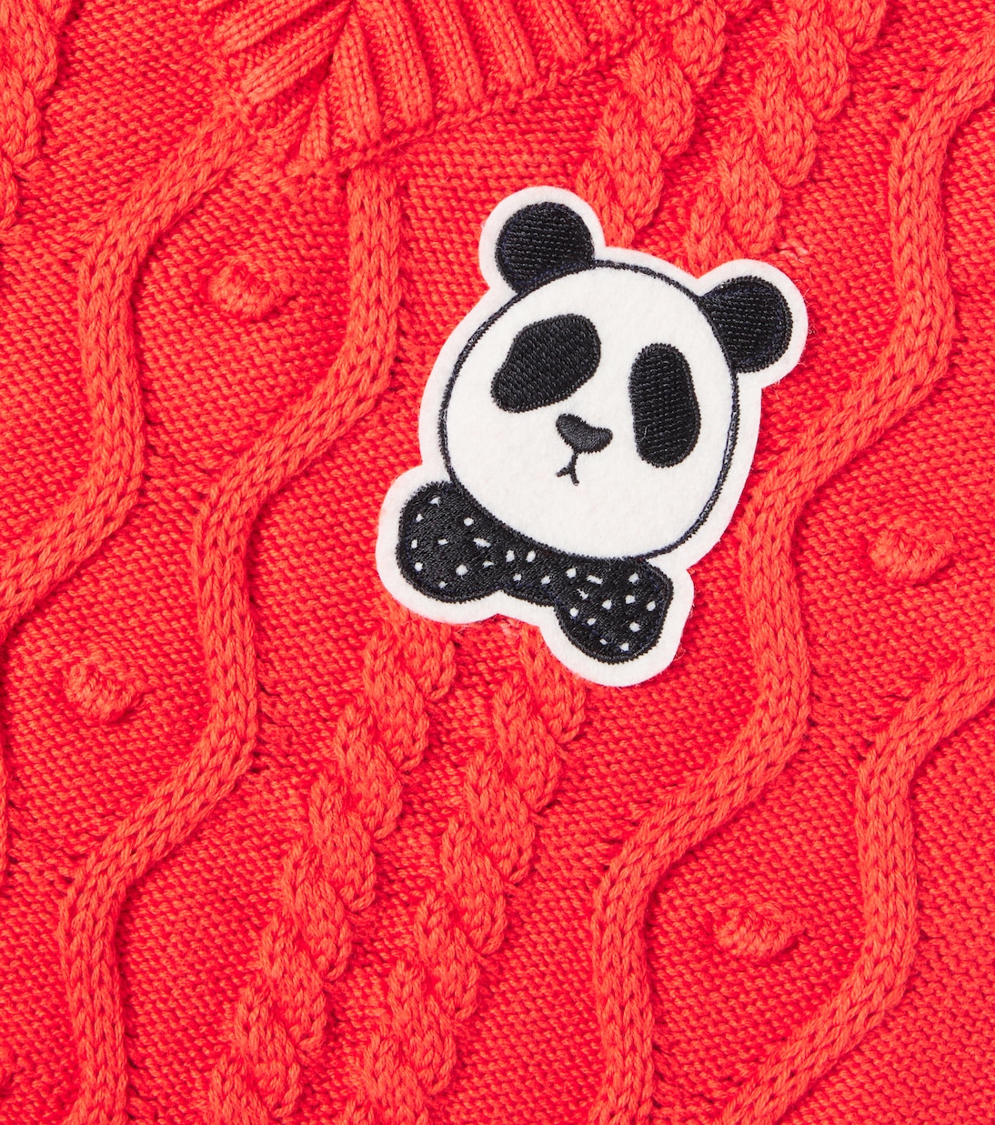 Panda cable-knit cotton vest | Mini Rodini