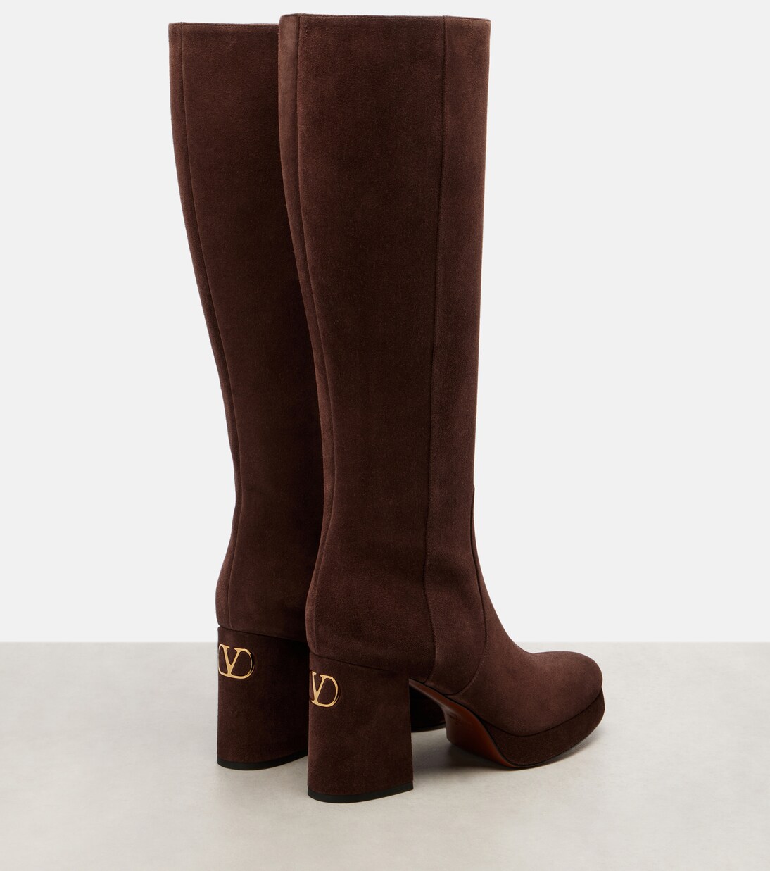 Fawcette 90 suede platform knee-high boots | Valentino Garavani