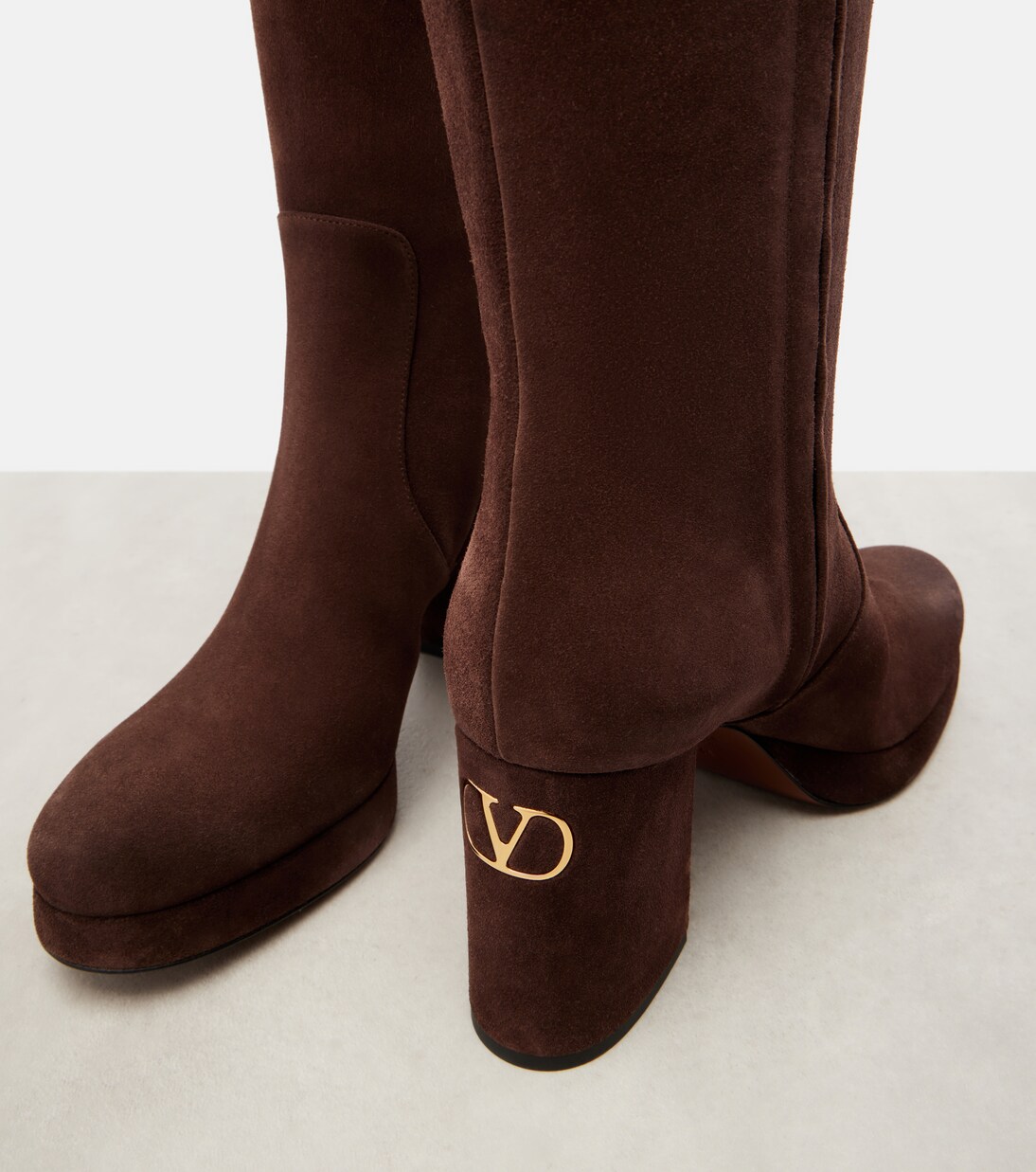 Fawcette 90 suede platform knee-high boots | Valentino Garavani