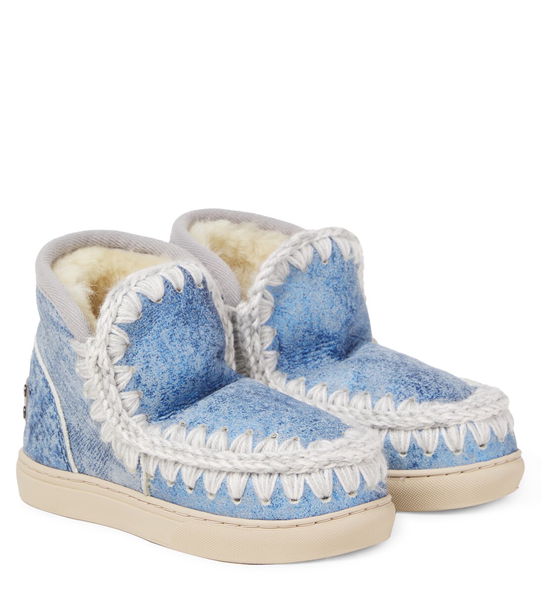 Embroidered shearling-lined suede boots | Mou Kids