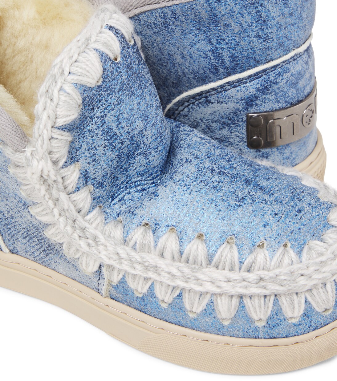Embroidered shearling-lined suede boots | Mou Kids