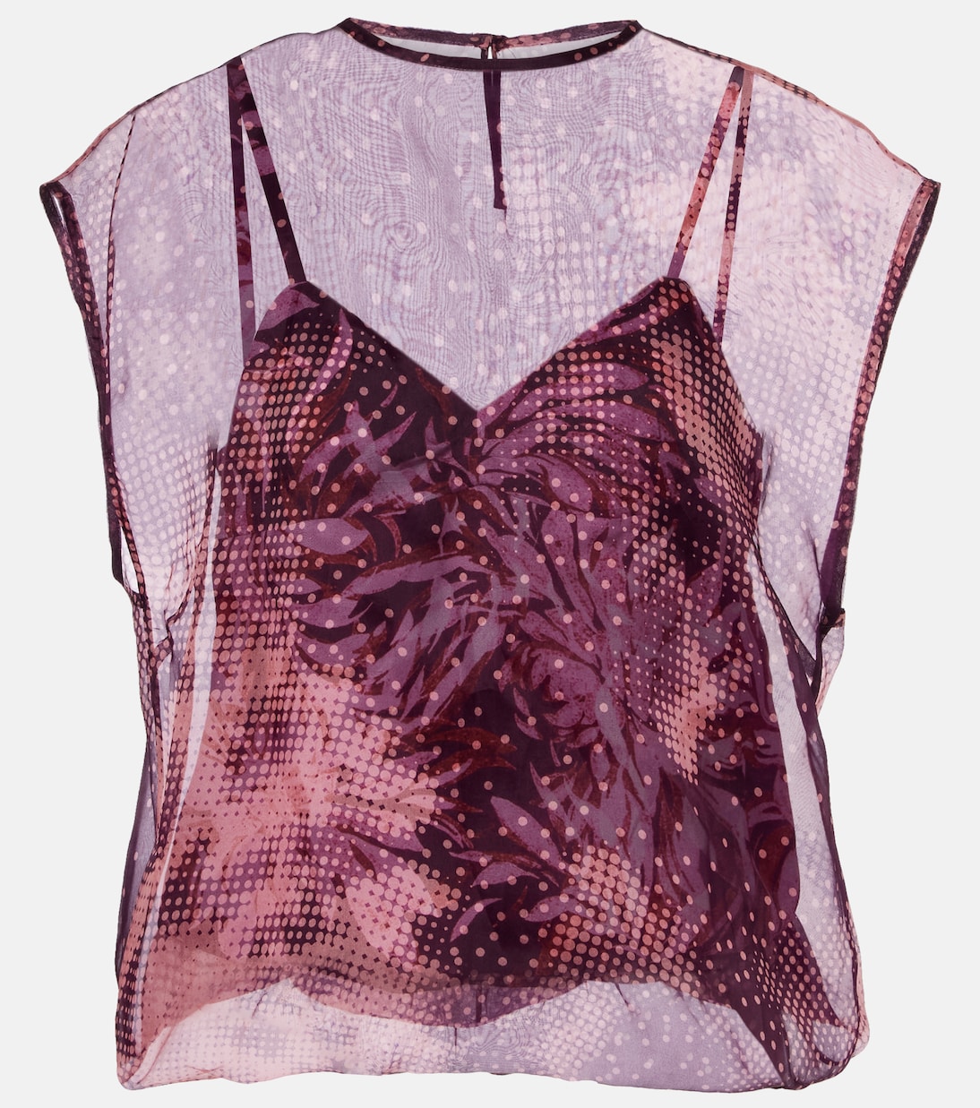 Layered printed silk-blend top | Dries Van Noten