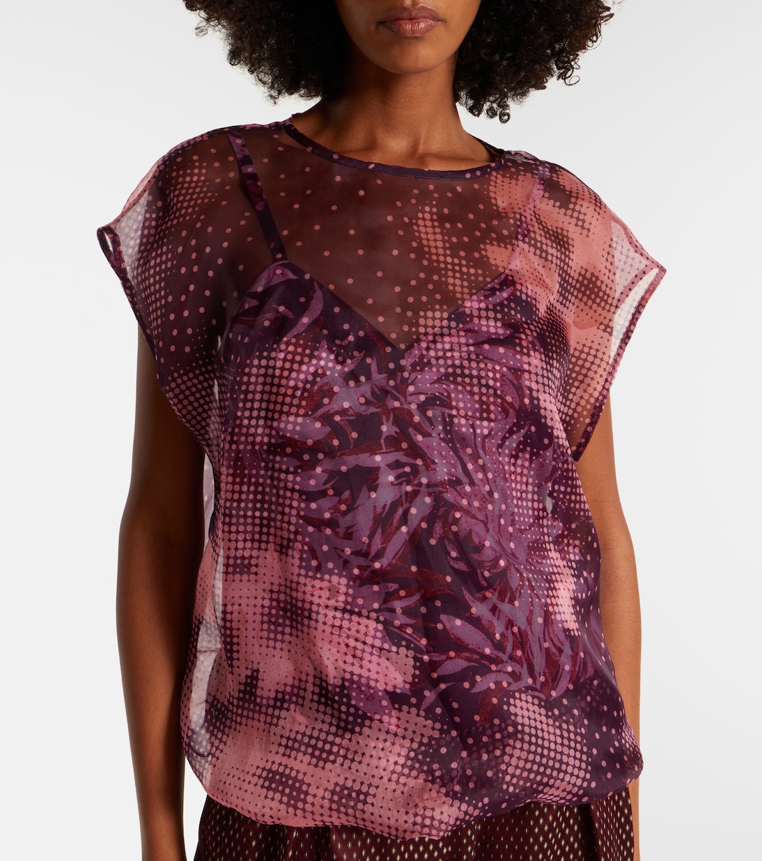 Layered printed silk-blend top | Dries Van Noten