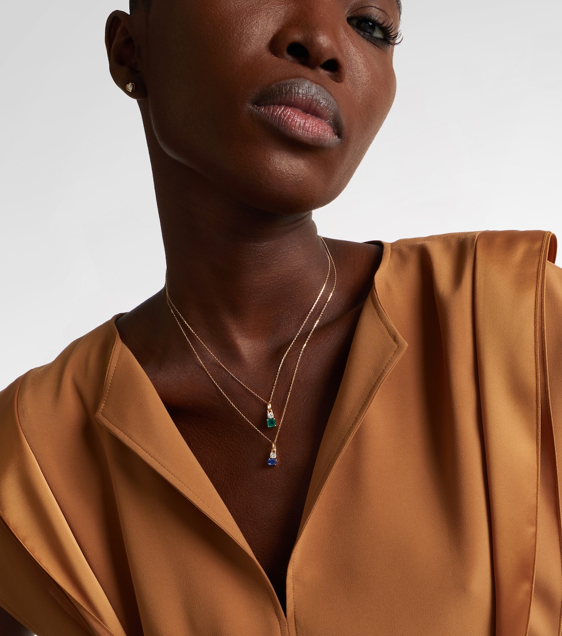 Collar Luxe de oro de 14 ct (585/1000) con esmeralda y diamante | Stone and Strand