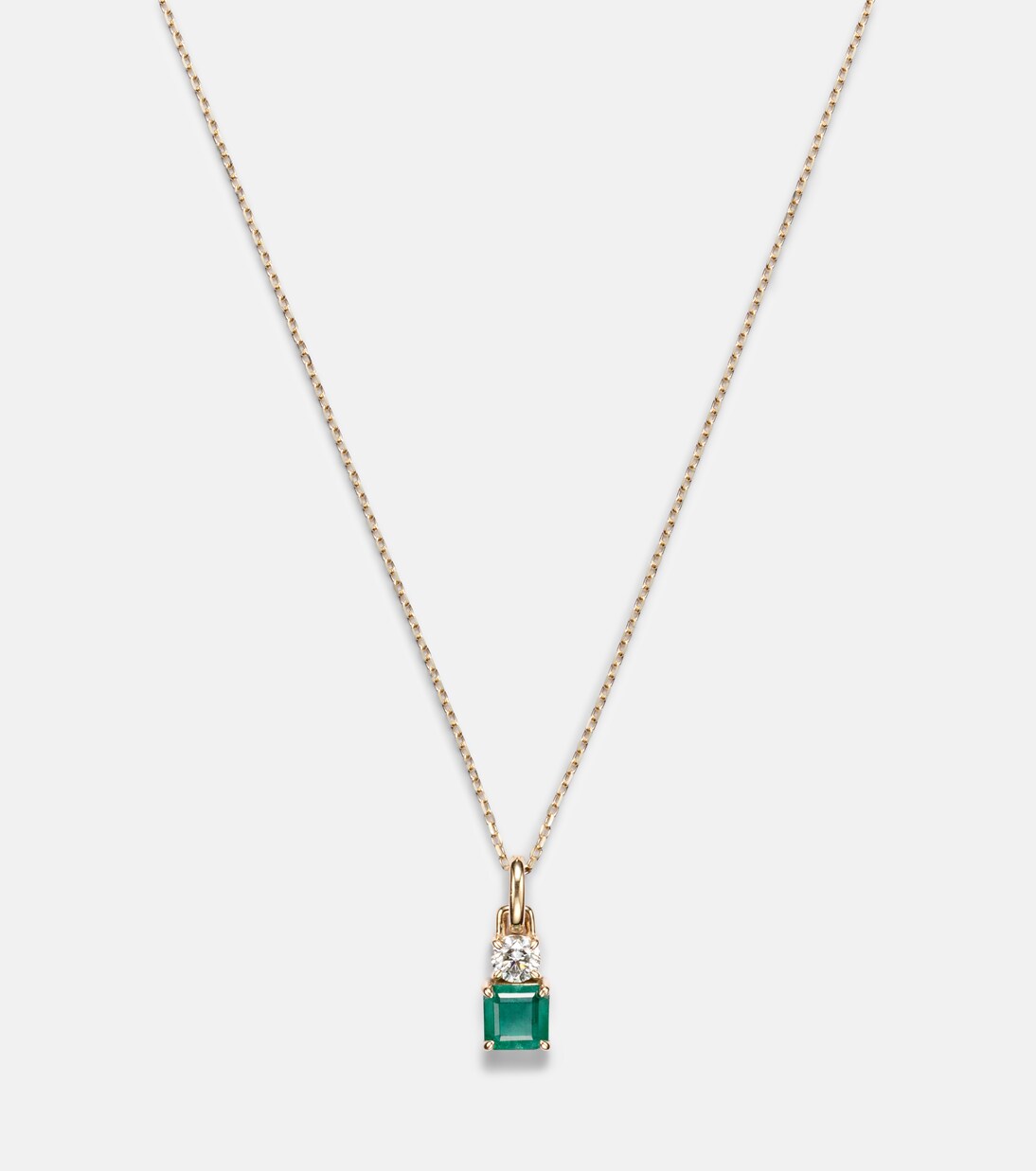 Collar Luxe de oro de 14 ct (585/1000) con esmeralda y diamante | Stone and Strand