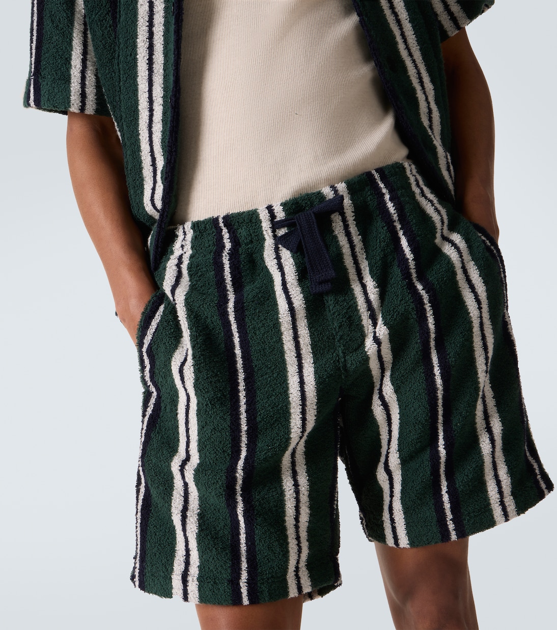شورت من تيري القطن المخلوط بخطوط Trevone | Orlebar Brown