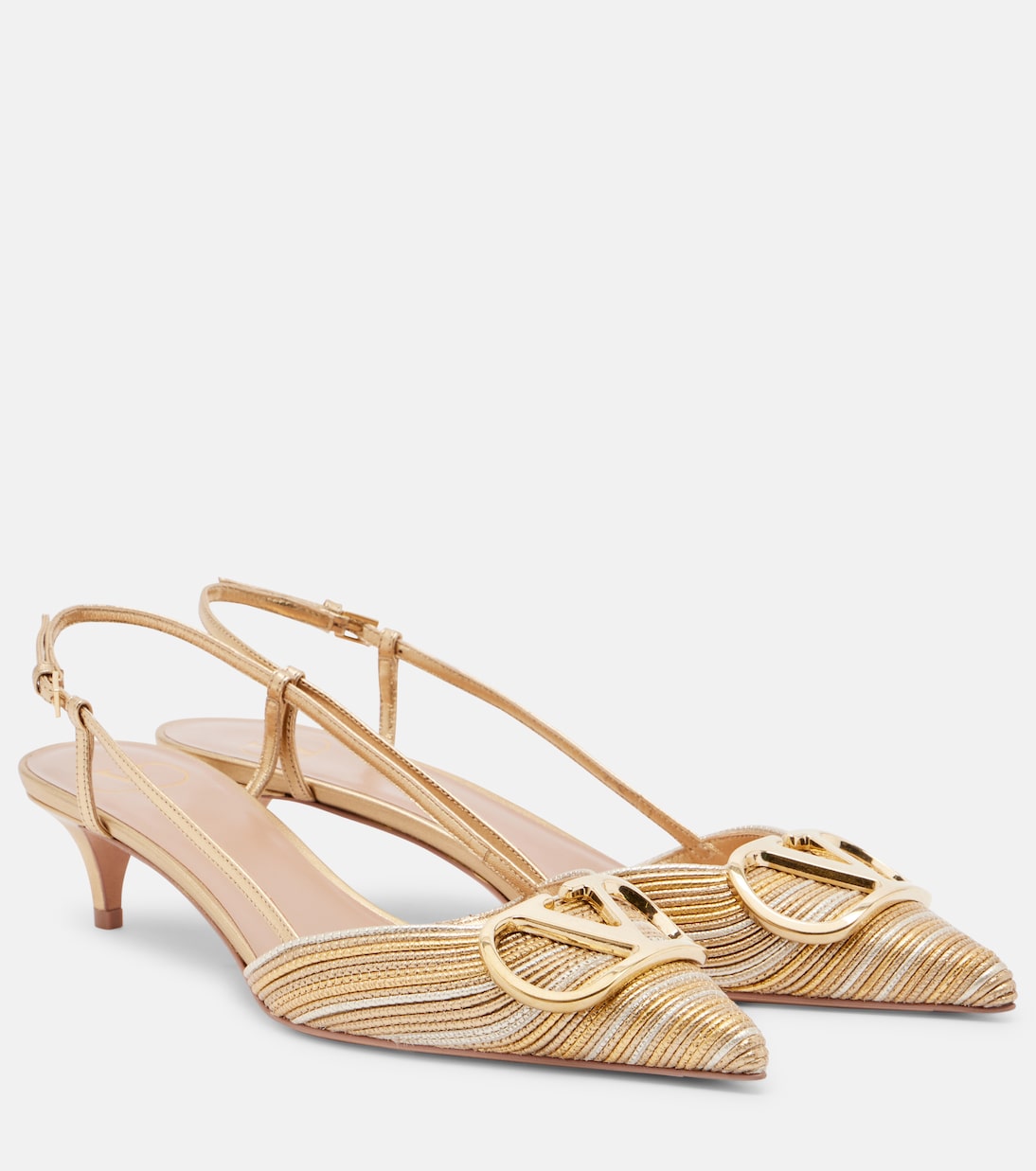 Slingback-Pumps VLogo Signature aus Metallic-Leder | Valentino Garavani