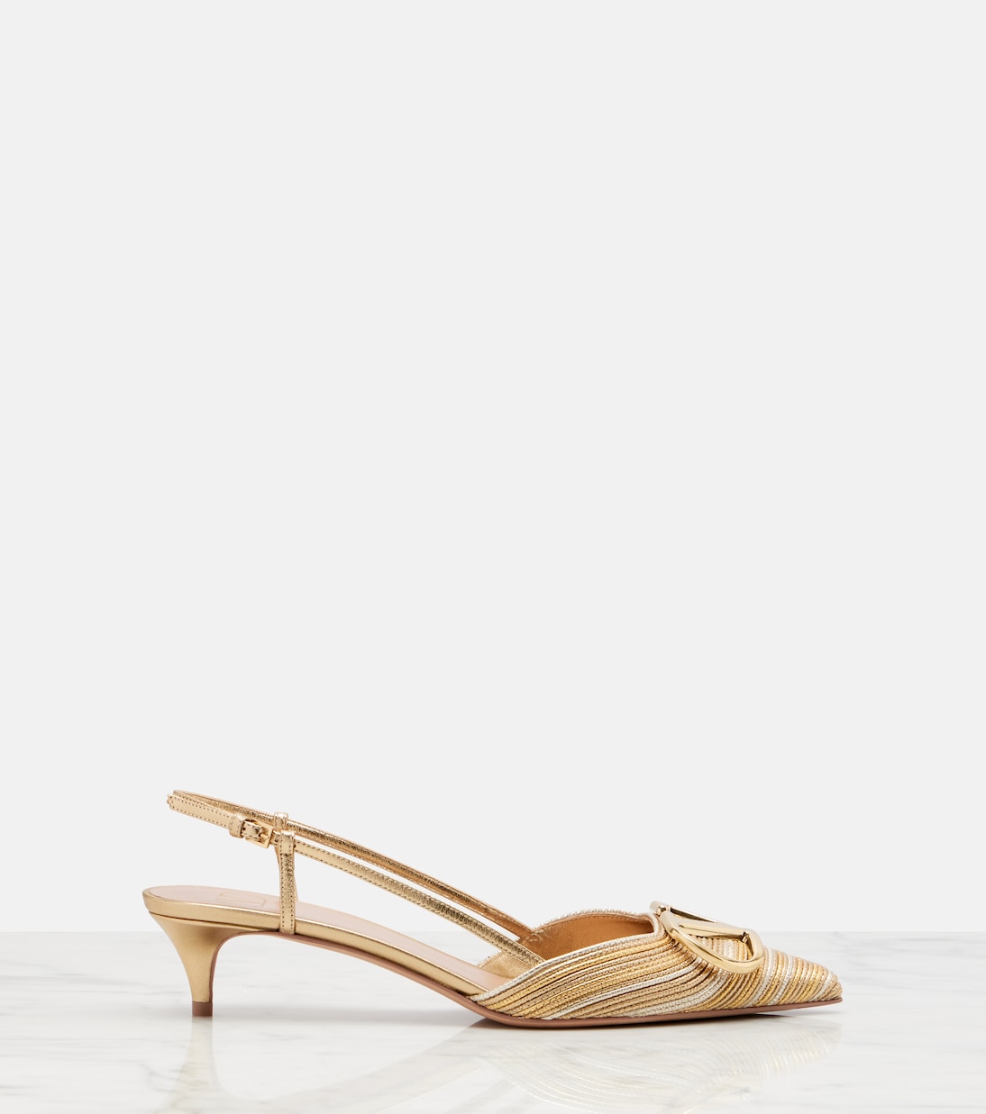 Slingback-Pumps VLogo Signature aus Metallic-Leder | Valentino Garavani