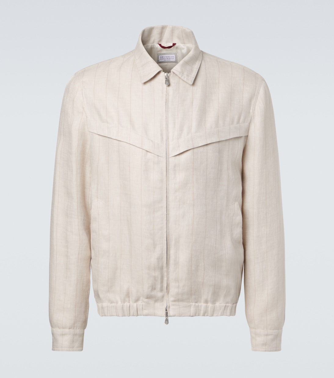 Striped linen blouson jacket | Brunello Cucinelli