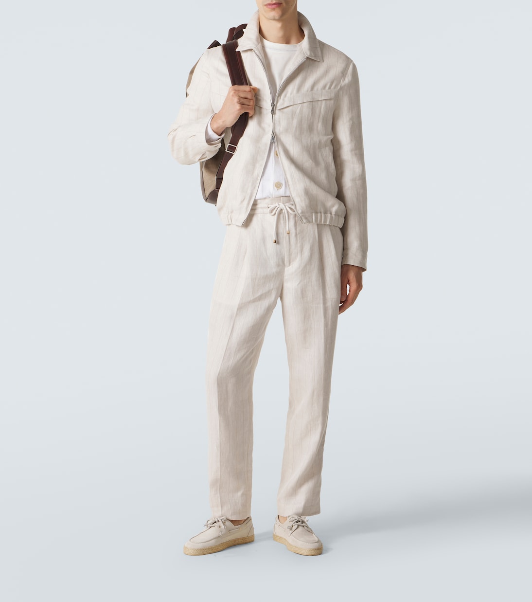 Striped linen blouson jacket | Brunello Cucinelli