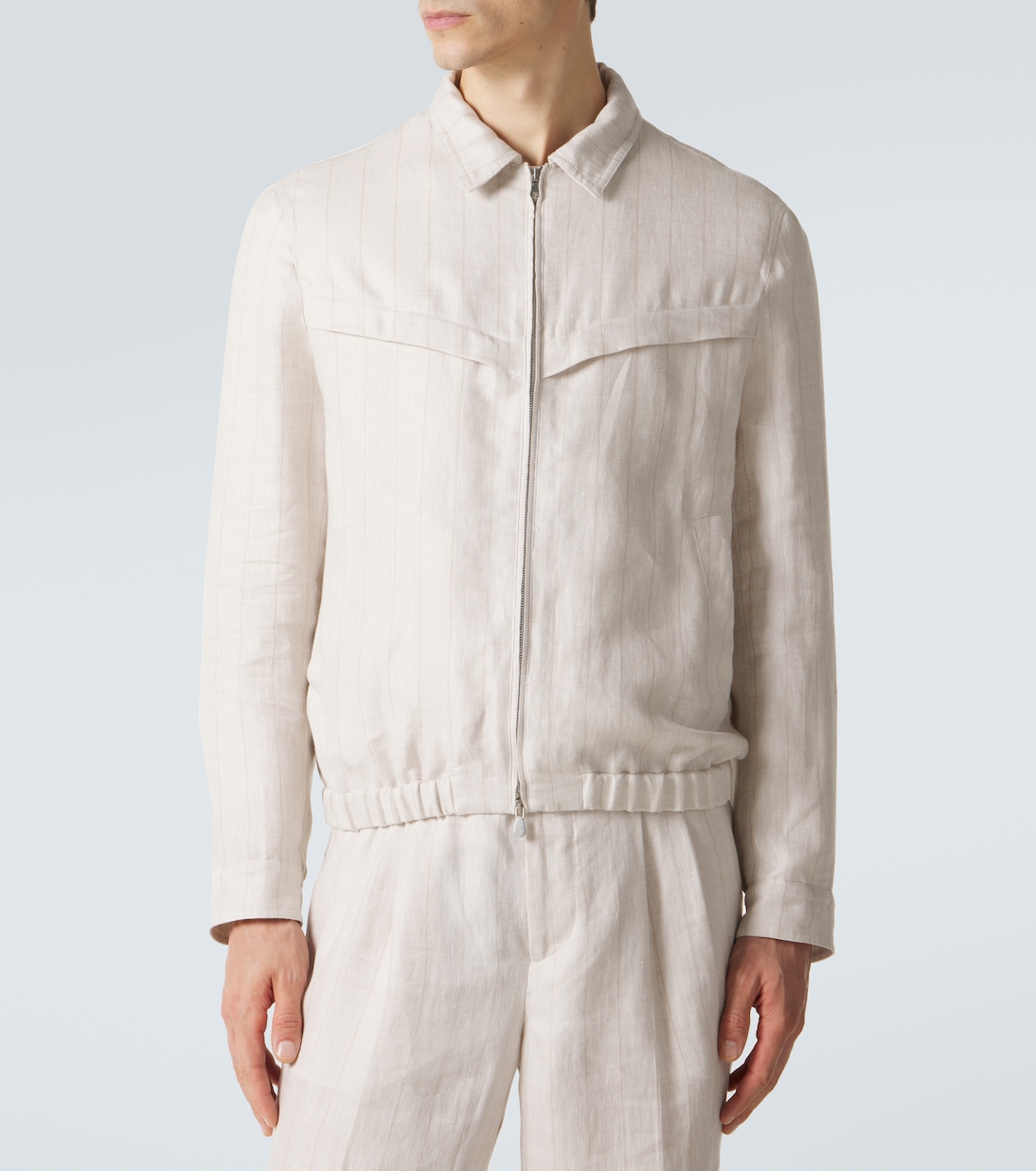 Striped linen blouson jacket | Brunello Cucinelli
