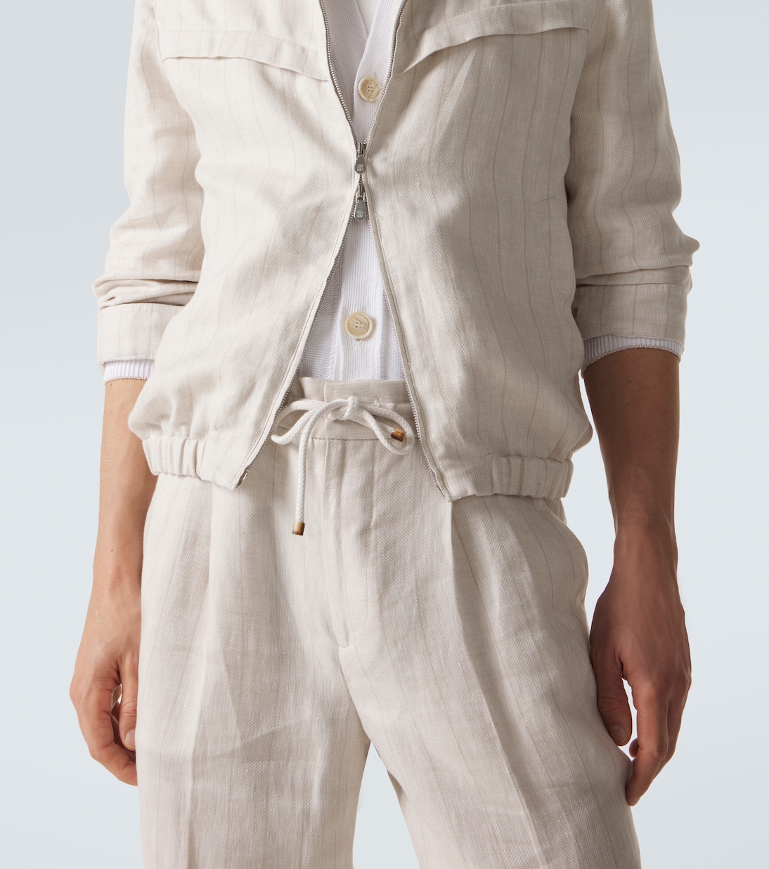 Striped linen blouson jacket | Brunello Cucinelli