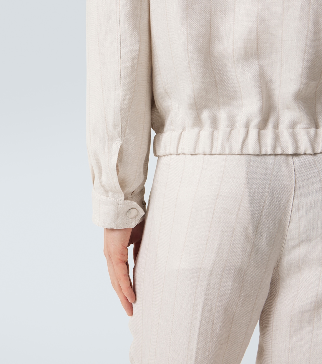 Striped linen blouson jacket | Brunello Cucinelli