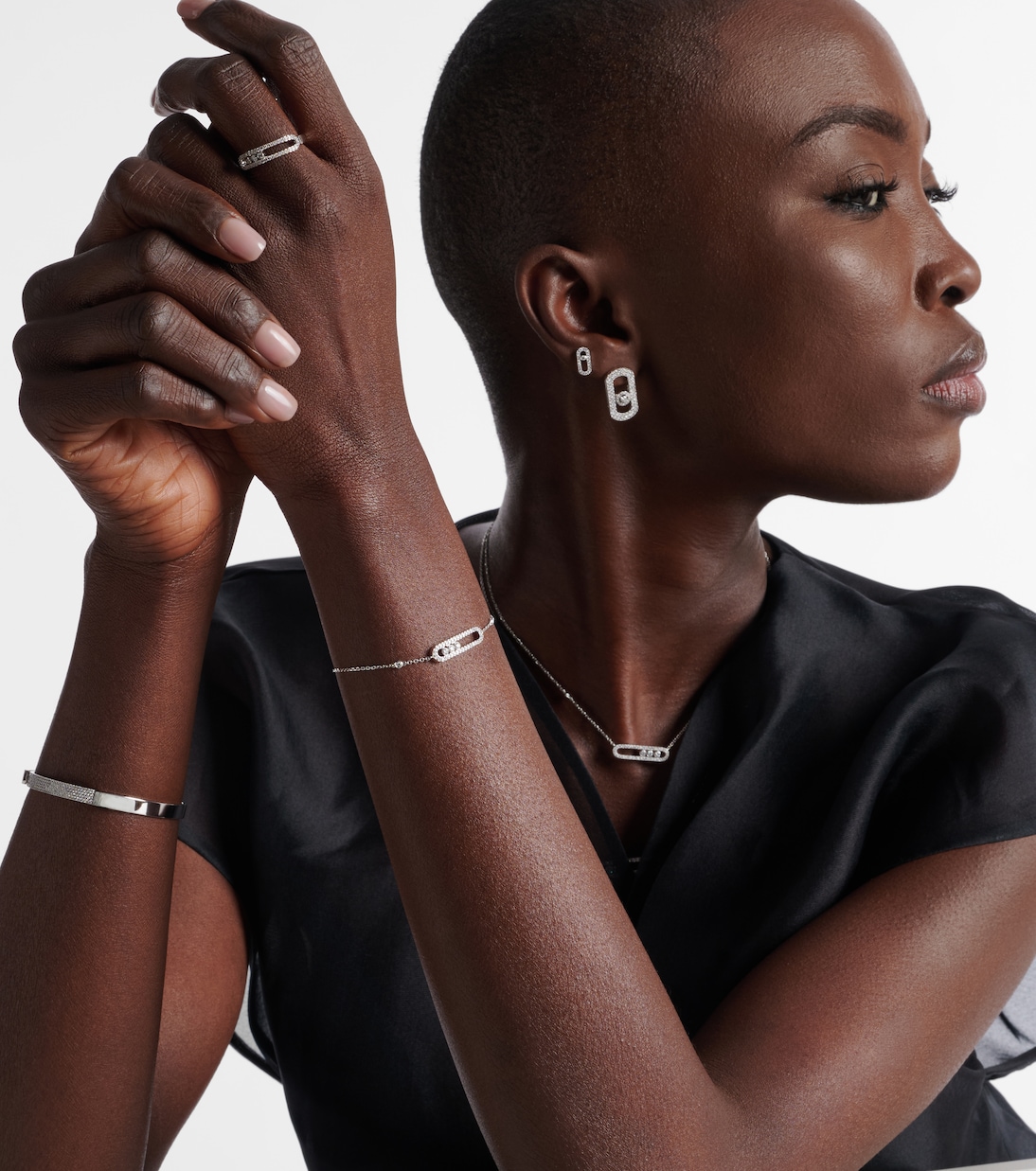 Pulsera Baby Move de oro blanco de 18 ct con diamantes | Messika