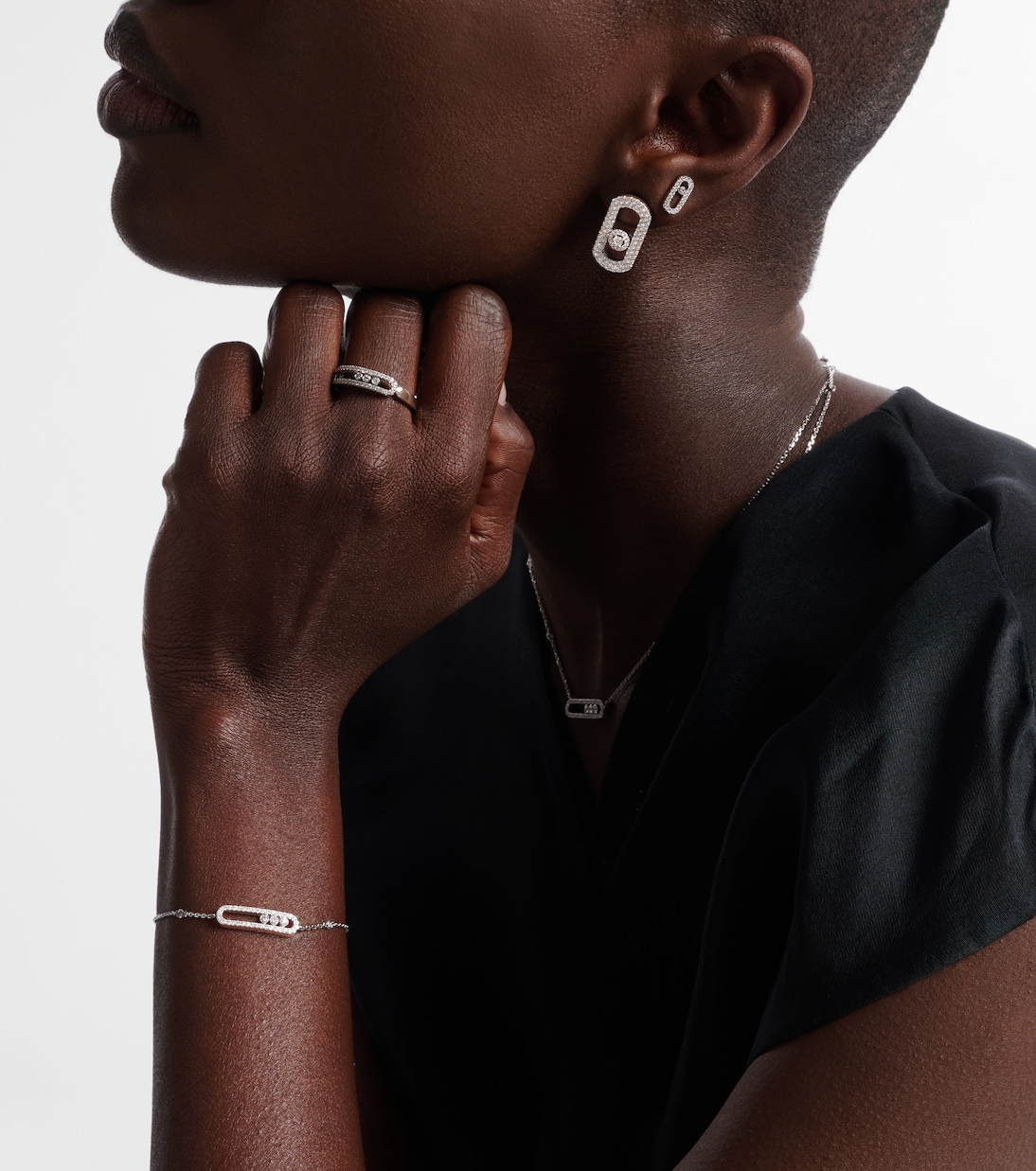 Pulsera Baby Move de oro blanco de 18 ct con diamantes | Messika