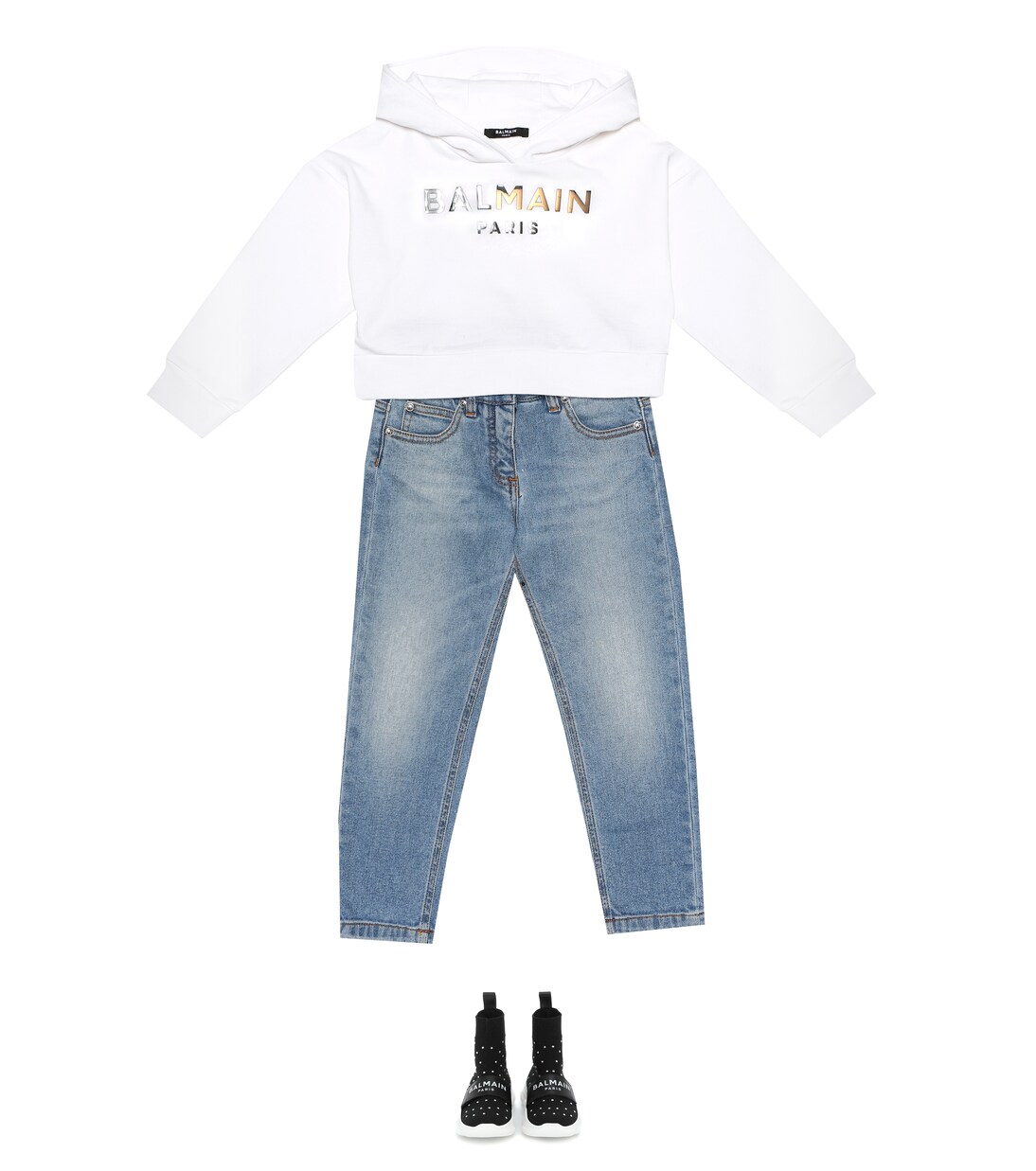 Sweat-shirt en coton à capuche | Balmain Kids