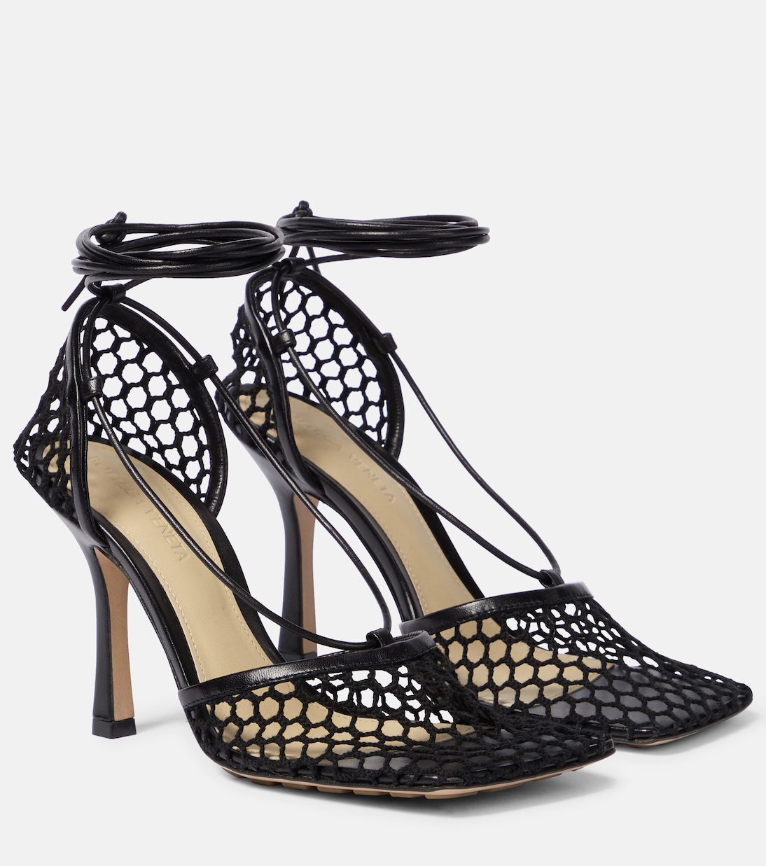 Stretch leather-trimmed mesh pumps | Bottega Veneta