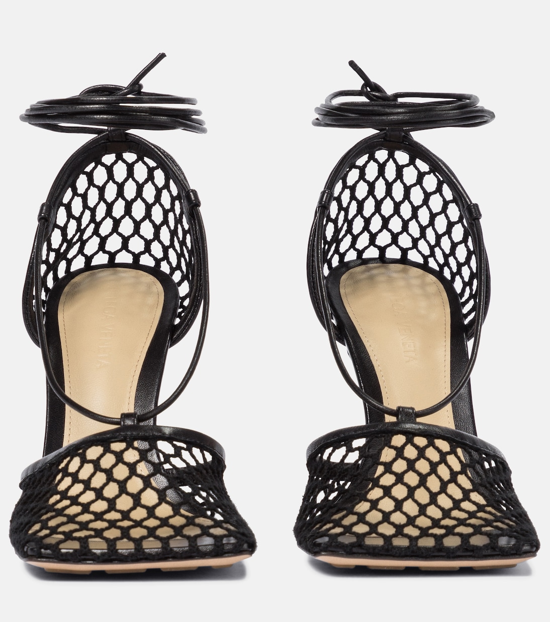 Stretch leather-trimmed mesh pumps | Bottega Veneta