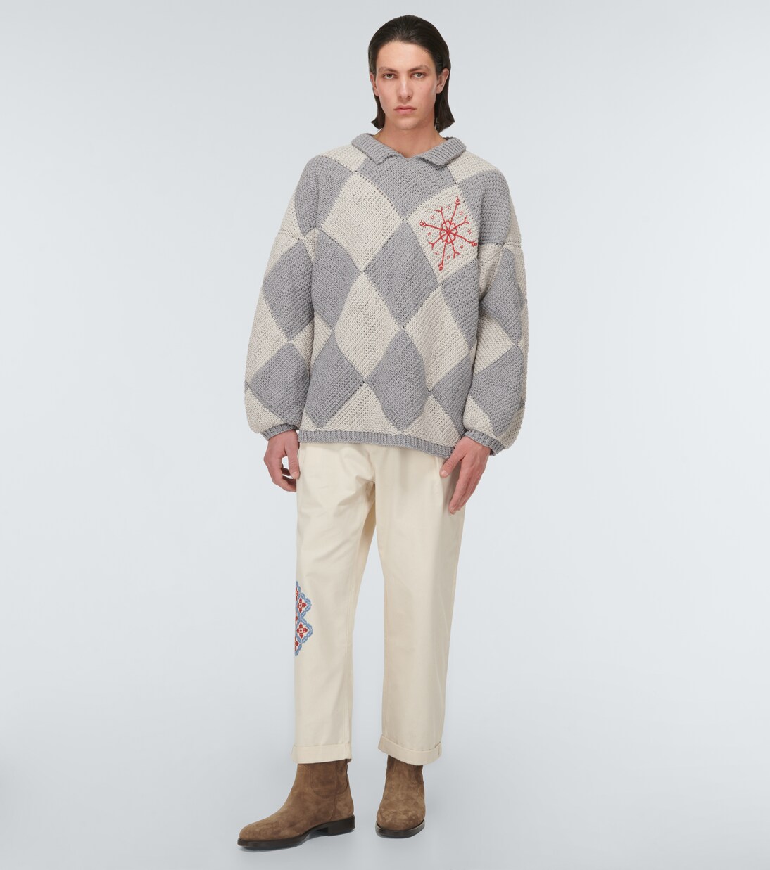 Pull brodé en coton | Adish