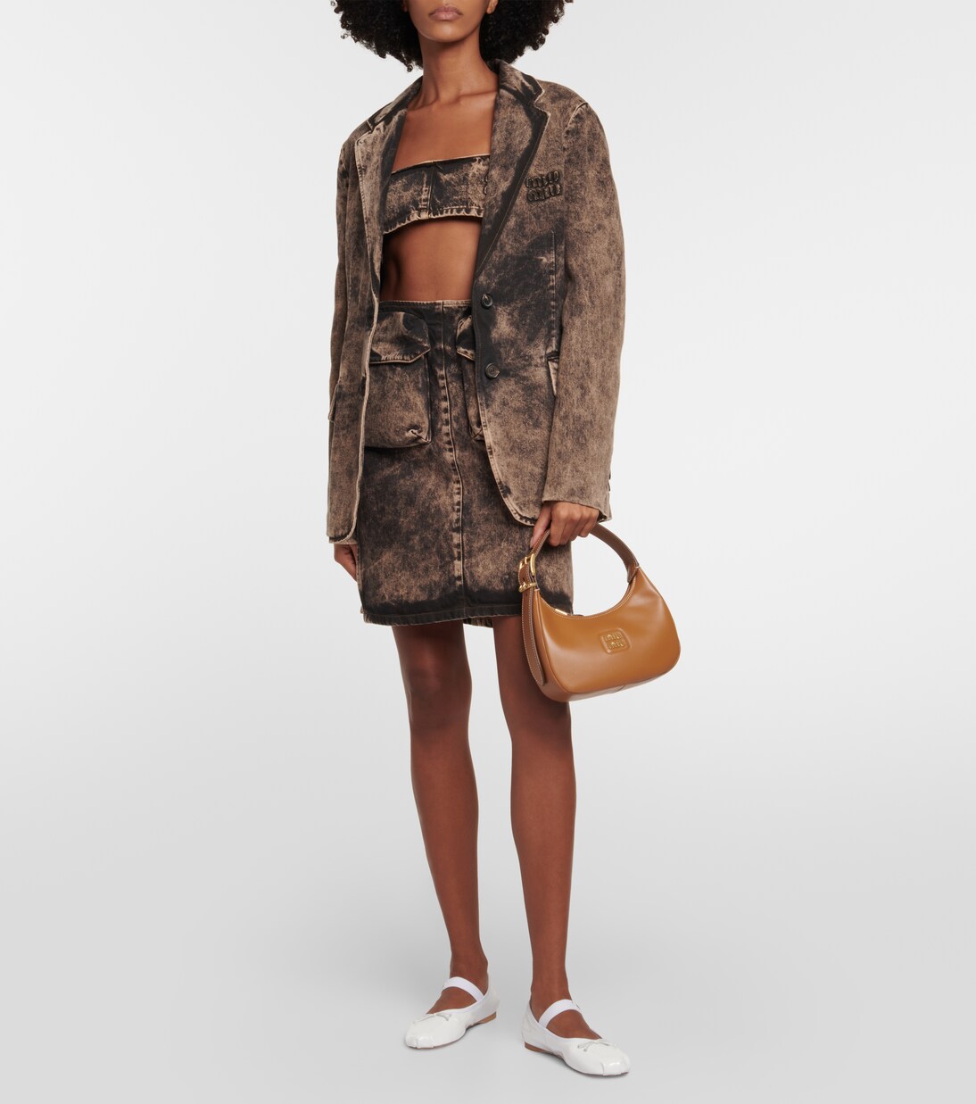 Ballerine in vernice con logo | Miu Miu