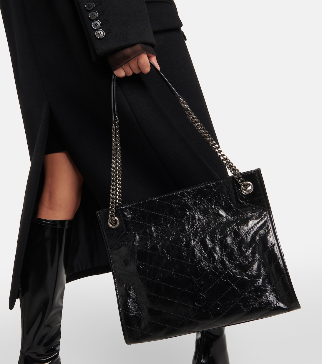 Niki crinkled leather shopper | Saint Laurent