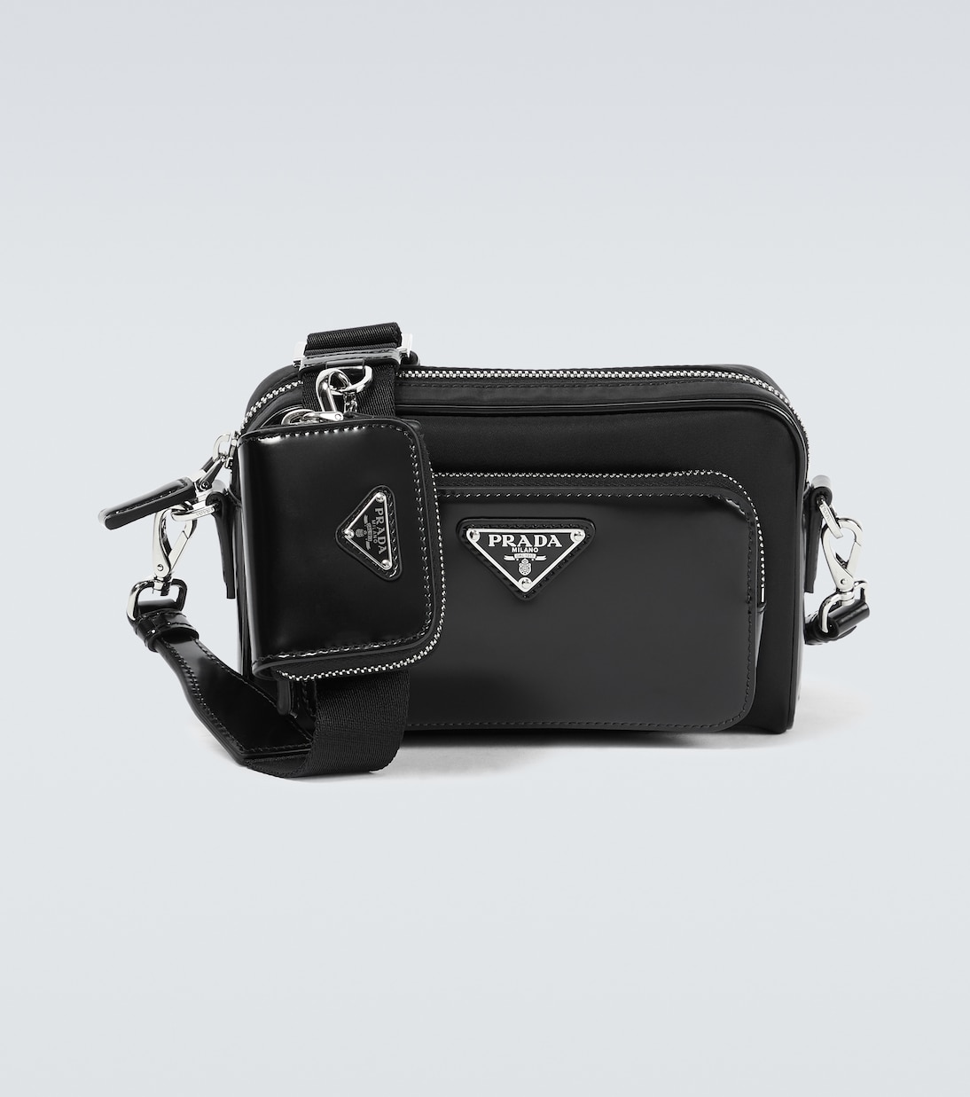 Leather-trimmed crossbody bag | Prada
