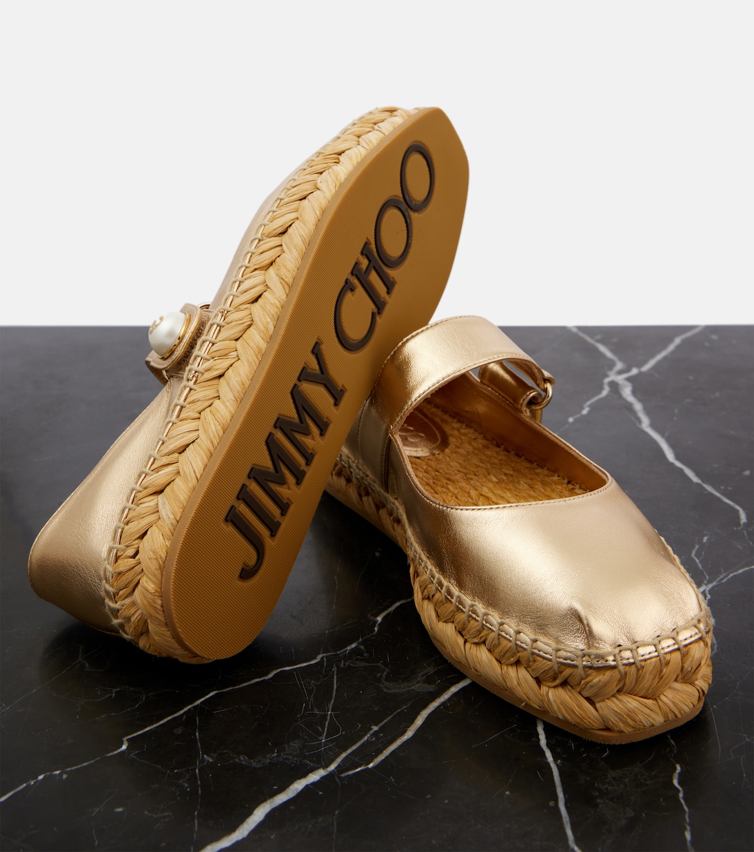 Espadrilles Fayence en cuir métallisé | Jimmy Choo
