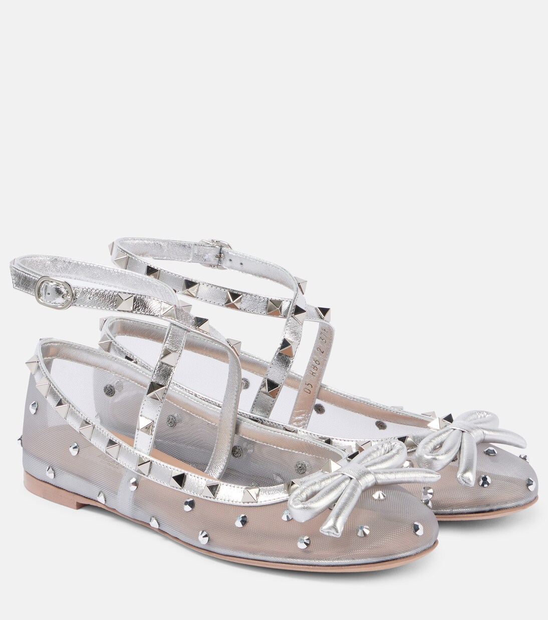 Verzierte Ballerinas Rockstud aus Mesh | Valentino Garavani