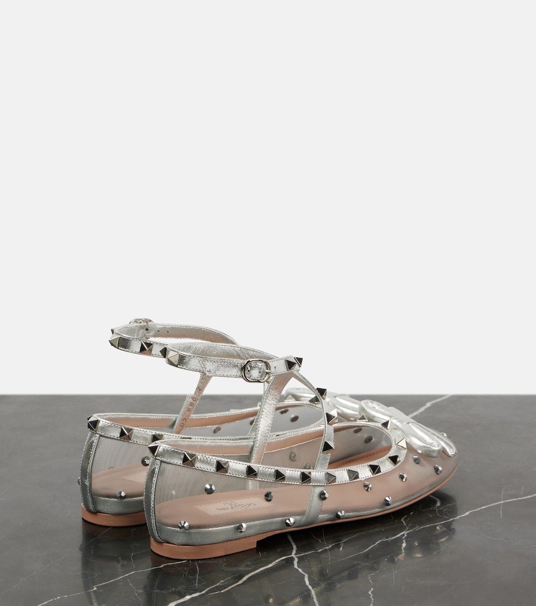 Verzierte Ballerinas Rockstud aus Mesh | Valentino Garavani