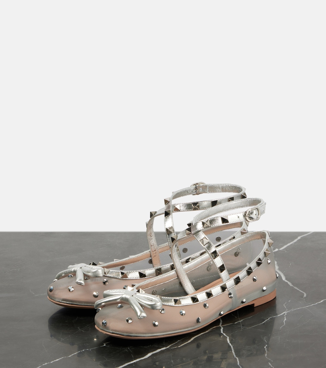 Verzierte Ballerinas Rockstud aus Mesh | Valentino Garavani