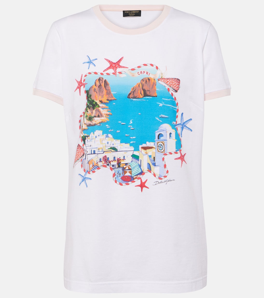 Bedrucktes T-Shirt Capri aus Baumwoll-Jersey | Dolce&Gabbana