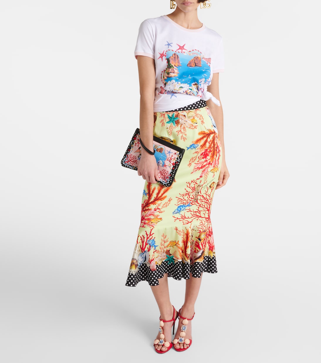 Bedrucktes T-Shirt Capri aus Baumwoll-Jersey | Dolce&Gabbana