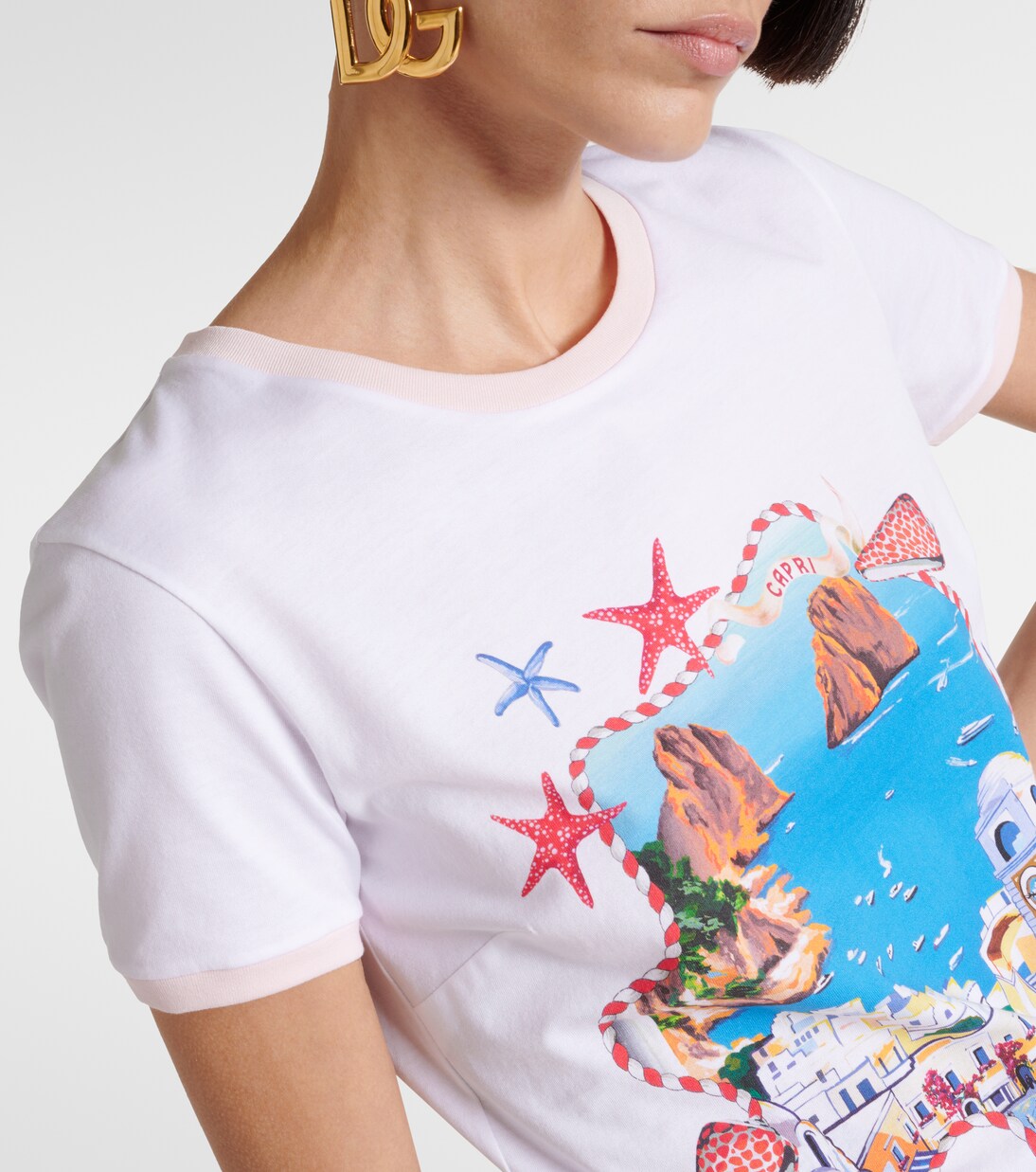 Bedrucktes T-Shirt Capri aus Baumwoll-Jersey | Dolce&Gabbana