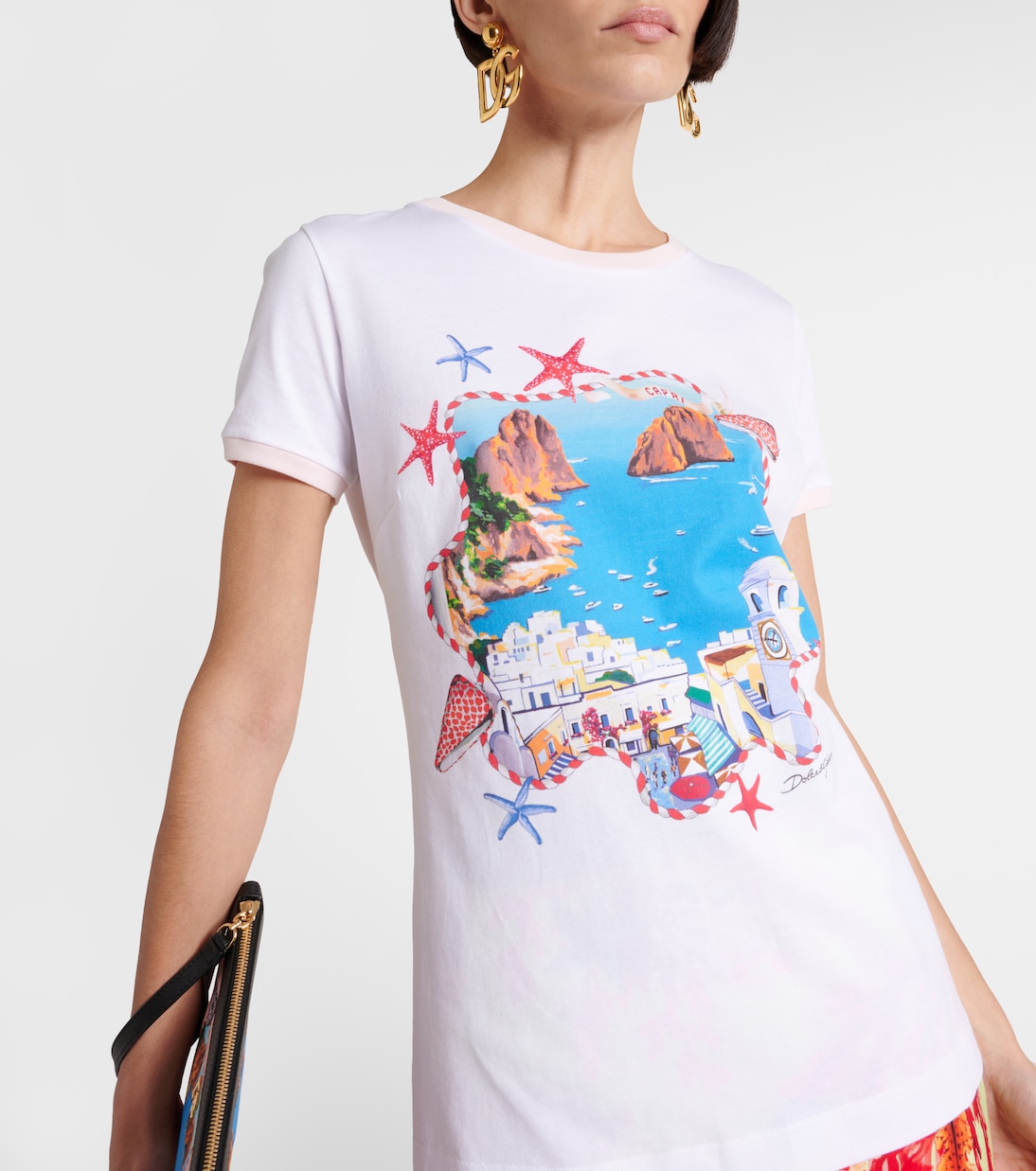 Bedrucktes T-Shirt Capri aus Baumwoll-Jersey | Dolce&Gabbana
