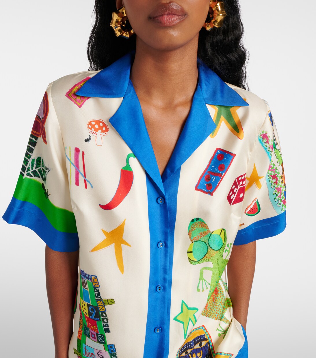 Chemise Rollers imprimée en soie | Alémais