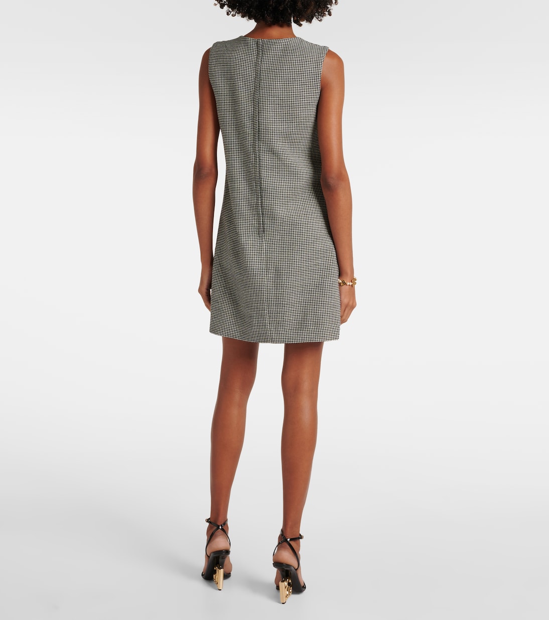 فستان قصير من الصوف بنقشة هاوندستوث | Dolce&Gabbana