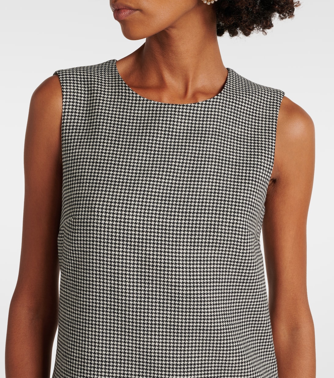 فستان قصير من الصوف بنقشة هاوندستوث | Dolce&Gabbana