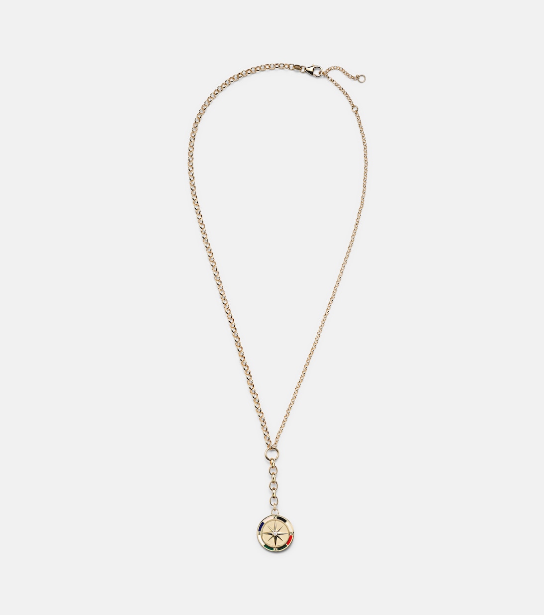 Internal Compass 18kt gold necklace with diamond and enamel | FoundRae