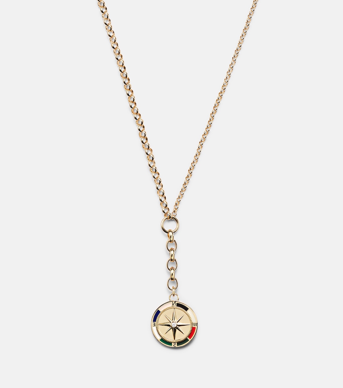 Internal Compass 18kt gold necklace with diamond and enamel | FoundRae