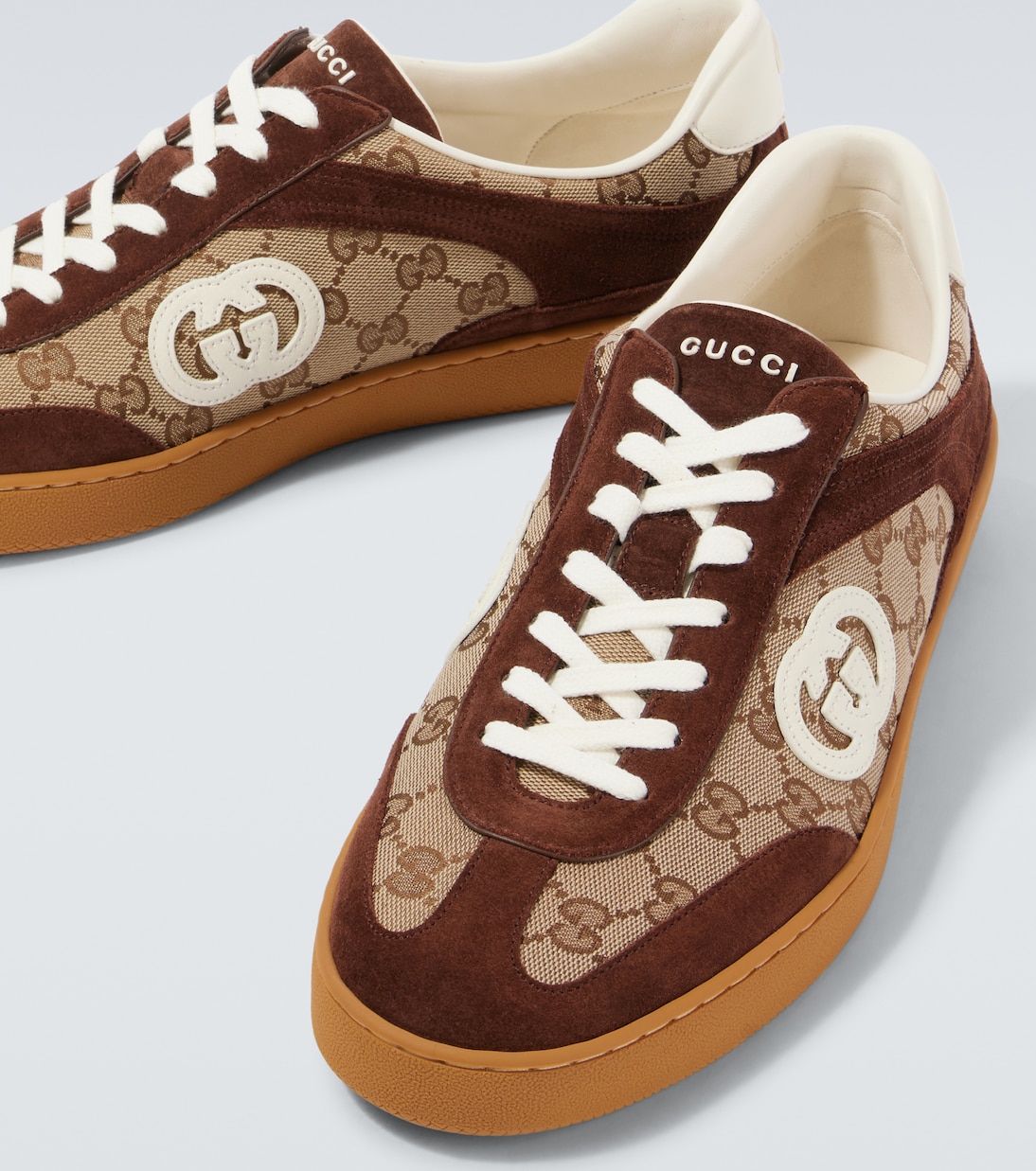Interlocking G suede-trimmed sneakers | Gucci