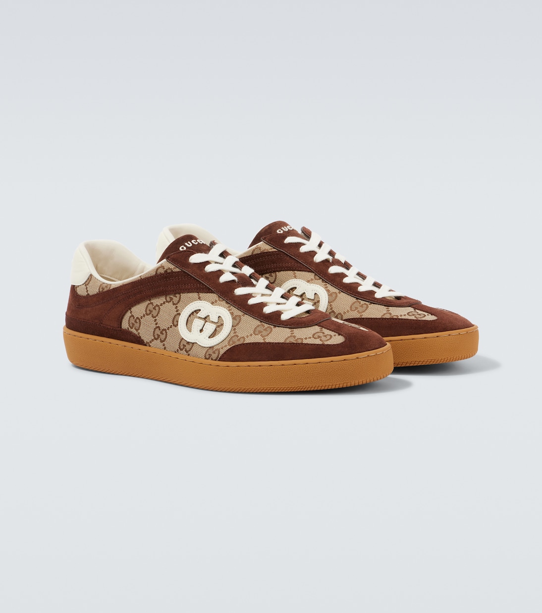 Interlocking G suede-trimmed sneakers | Gucci