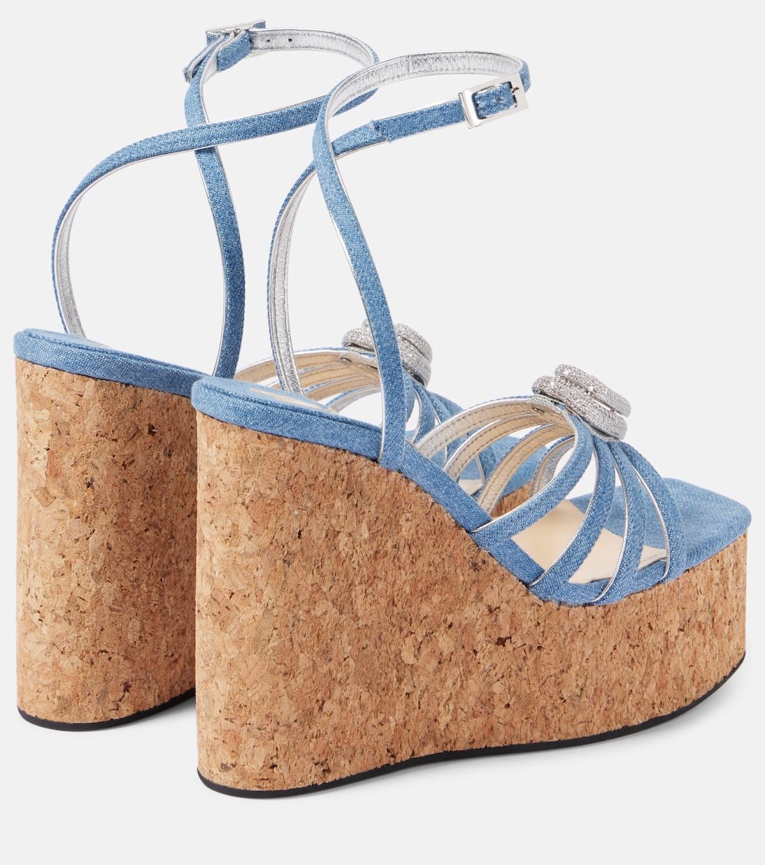 Wedge-Sandalen Double Heart aus Denim | Mach & Mach
