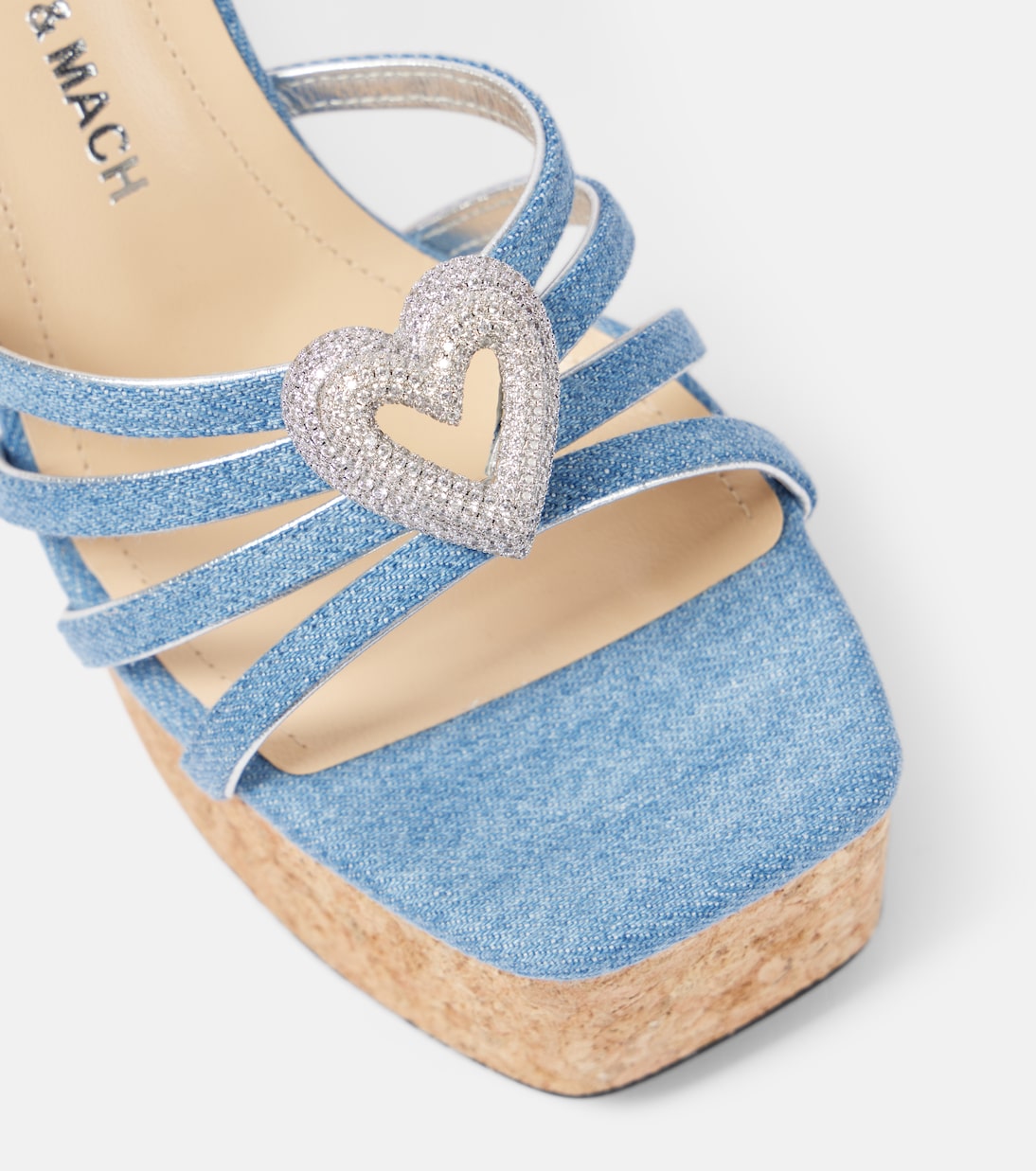 Wedge-Sandalen Double Heart aus Denim | Mach & Mach