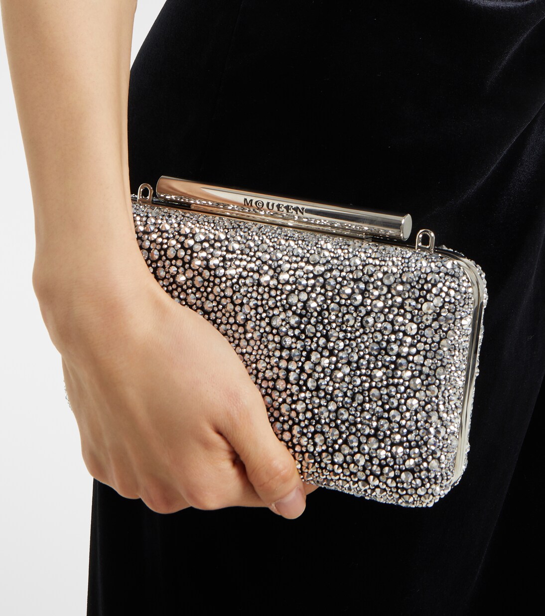 McQueen T-Bar crystal-embellished clutch | McQueen
